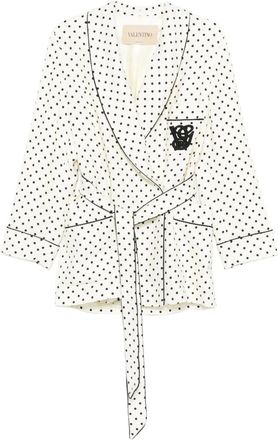 Valentino Garavani polka-dot belted blazer - women - Viscose/Viscose/Polyester - 42 - White