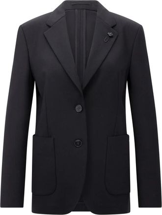Lardini Klassieke Slim-Fit Blazer van Wolmix - Dames - Blazers - Zwart - M - Wol - Jassen