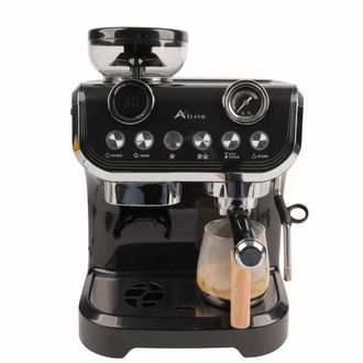 Alivio 2L Bean to Cup Coffee Machine, Automatic Coffee Maker w/ Grinder & Milk, Professional Espresso Cappuccino Maker for Office Home 1450W (Black)