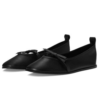 Free People Mania Bow Flats Womens Black Leather Slip On Ballet ZOGG2802