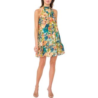 CeCe by Cynthia Steffe Ruffle Halter Dress in Ocean Blue at Nordstrom Rack, Size X-Large