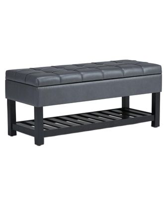 Simpli Home Saxon 43In Transitional Rectangle Storage Ottoman Bench