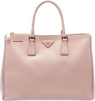 Prada Pre-owned Galleria Tote Bag - Dames - Vintage Shopper - Beige - ONE Size - Leer - Vintage