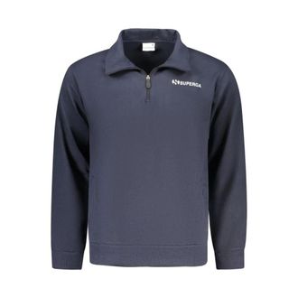 Superga Sweatshirts, male, Blue, Size: 2XL Cotton Crewneck Sweatshirt