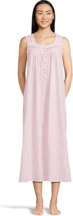 Eileen West Cotton Dobby Stripe Woven Sleeveless Ballet Nightgown Womens Clothing Blush : XS, Cotton/Lace