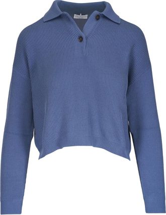 Brunello Cucinelli cotton top - women - Cotton - L - Blue