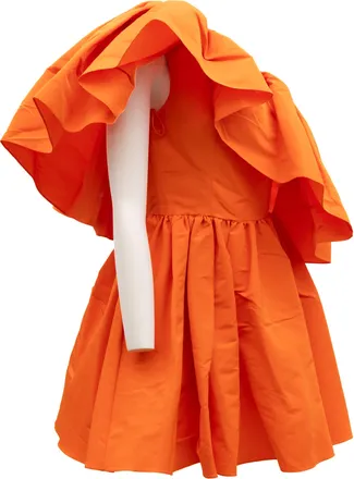 Alexander McQueen Ruffled Off-Shoulder Dress - Orange