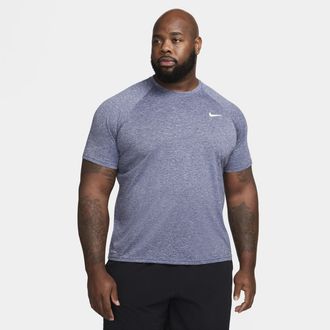 Nike Mens Swim Hydroguard Essential Dri-FIT UV Short Sleeve Top (Big & Tall) in Blue | NESSA703-440