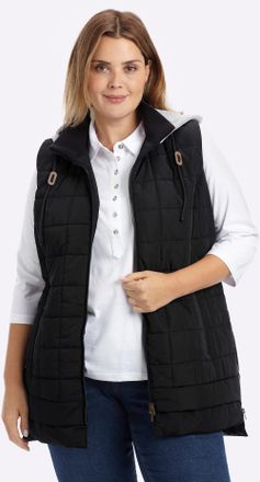 Sheego Steppweste SHEEGO, Damen, Gr. 40, schwarz, 100% Polyester, Einsatz:70% Baumwolle, 30% Polyester, Wattierung:100% Polyester, unifarben, Westen Steppwes