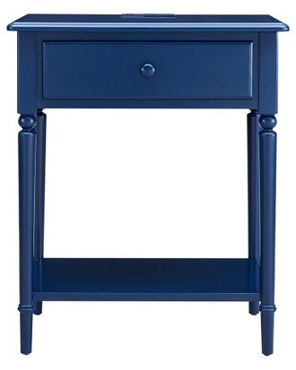 Leick Home Solid Wood Coastal Notions Nightstand with USB-C Fast Charging Station