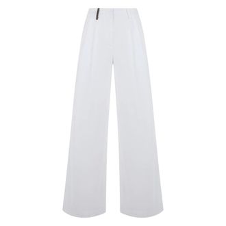 PESERICO Peserico, Wide Trousers, female, White, Size: 2XS Loose Cotton Pants