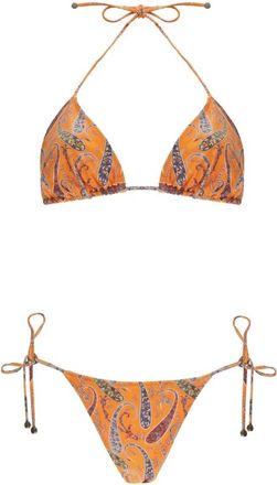 Etro Bikini met paisleyprint en triangelmodel - Dames - Bikinis - Oranje - M - Badmode