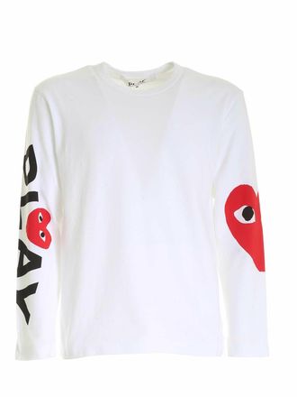 Comme Des Gar&ccedil;ons Logo long sleeves T-shirt in white