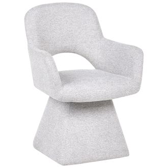 Beliani Silla De Comedor Giratoria Totalmente Tapizada En Tela Silla Decorativa Con Asiento Ancho Gris Claro Vallby