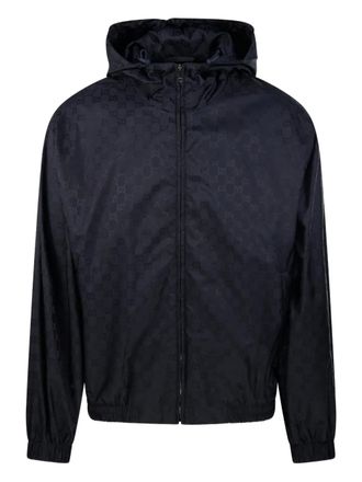 Gucci monogram hooded jacket - Blue
