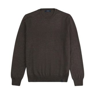 Fay Crew Neck Wool Jumper - male - Fay - Round-neck Knitwear - Brown - 2XL - Knitwear