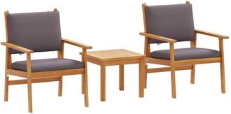 vidaXL Conjunto De Sof&aacute; De Jard&iacute;n 3 Pcs Marr&oacute;n Madera Maciza De Acacia Vidaxl