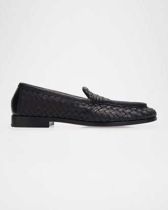 Bottega Veneta Silenzio Intrecciato Leather Loafers