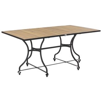 Beliani Mesa De Comedor De Jard&iacute;n Estilo R&uacute;stico Moderno Con Estructura De Acero Y Madera De Acacia Marr&oacute;n Claro Lascari