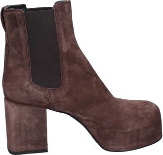 Moma Su&egrave;de Enkellaarsjes - Dames - Laarzen met Hak - Bruin - 37 EU - Su&egrave;de - Schoenen