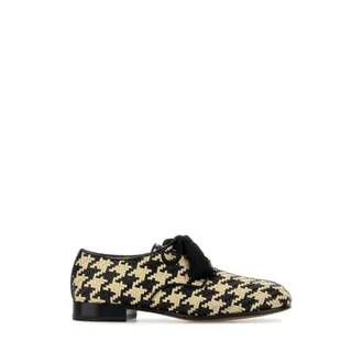Valentino Garavani Laced Shoes, male, Multicolor, Size: 9 1/2 US Woven Houndstooth Oxford Shoes