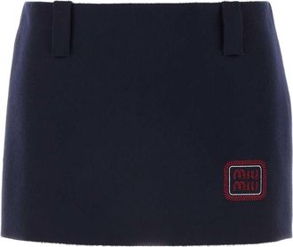 Miu Miu Womens Midnight Blue Wool Blend Mini Skirt - Dark Blue - Size EU 36 (Womens)