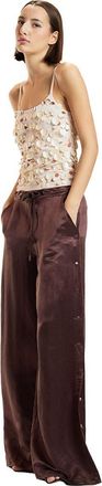 Cynthia Rowley Wide Leg Snap Pants in Brown at Nordstrom, Size X-Small