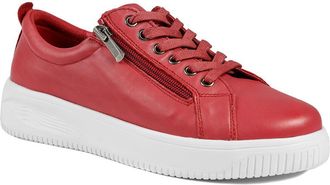 Jones Bootmaker Womens Anara Zip & Lace Leather Trainers - Red - Size UK 5
