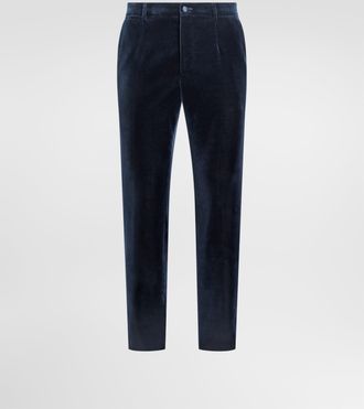 Dolce & Gabbana Velvet Trousers - Man Pants And Shorts Blue 44