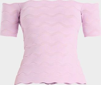 H&eacute;rve L&eacute;ger Lainey Wavy Off-The-Shoulder Top