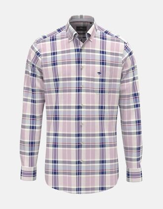 Fynch-Hatton Mens Washed Oxford Check Shirt Magnolia - Size: 42/Regular