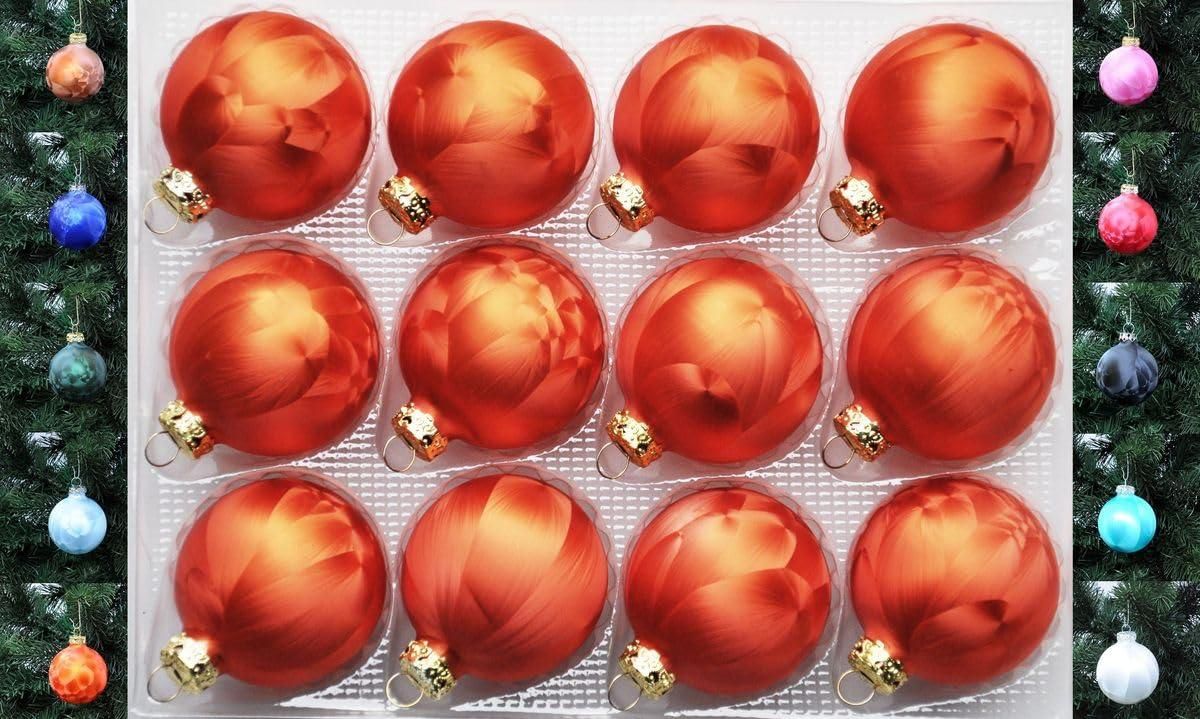Thüringer Glasdesign Jack 12x Glas Eislack Christbaumkugeln 6cm Thüringer Weihnachtskugeln Kugeln, Farbe:Orange Rost Eislack ab 29,90 €