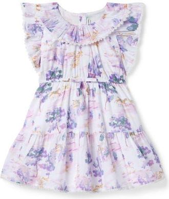 Janie and Jack Countryside Toile Ruffle Dress in Purple at Nordstrom, Size 12-18M