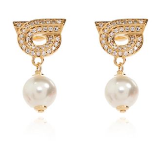 Ferragamo Oorbellen met logo - Dames - Oorbellen - Geel - ONE Size - Accessoires
