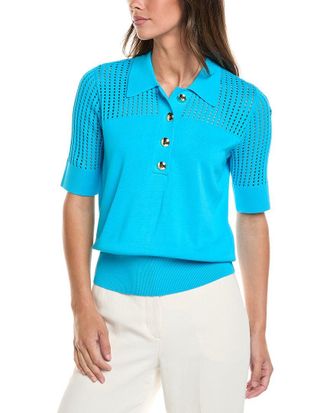 St. John Vertical Stretch Pointelle Stripe Knit Sweater