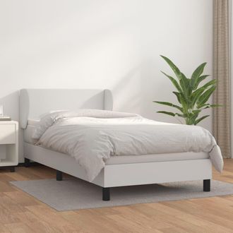 vidaXL Vidaxl - Cama Box Spring Con Colch&oacute;n Cuero Sint&eacute;tico Blanco 100x200 Cm