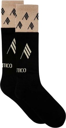 The Attico Socks, female, Black, Size: L/XL Double-cuff Logo Socks