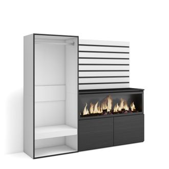 Skraut Home Aparador, Con Almacenamiento, 167x145x35 Cm, Dormitorio, Habitaci&oacute;n, Chimenea El&eacute;ctrica Xxl, Vestidor Abierto, Estilo Moderno, Blanco - Skraut Home