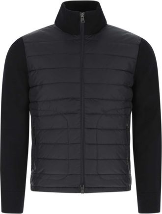 Moncler Navy Blue Wool And Acrylic Cardigan