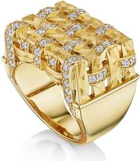 Hueb Amazonia Palha 18K Gold Diamond Ring in Yellow Gold at Nordstrom, Size 7
