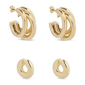 Paco Rabanne Gouden Hoops en Punk Ear Cuffs - Dames - Oorbellen - Geel - ONE Size - Accessoires