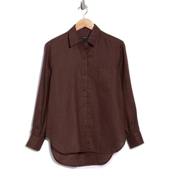Rag & Bone Max Long Sleeve Linen Button-Up Shirt in Espresso at Nordstrom Rack, Size X-Small