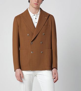 Tagliatore Caramel double-breasted wool jacket
