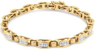 House of Brilliance 14K Yellow Gold 2 1/2 Cttw Princess-Cut Diamond Link Tennis Bracelet - 7.25 at Nordstrom
