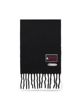 Lanvin Black Subtle Fringed Silk Nylon Scarf
