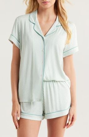 Nordstrom Moonlight Eco Short Pajamas in Green Skinny Stripe at Nordstrom Rack, Size Medium
