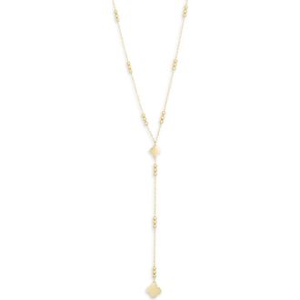 Argento Vivo Clover Beaded Station Lariat Necklace in Gold at Nordstrom Rack
