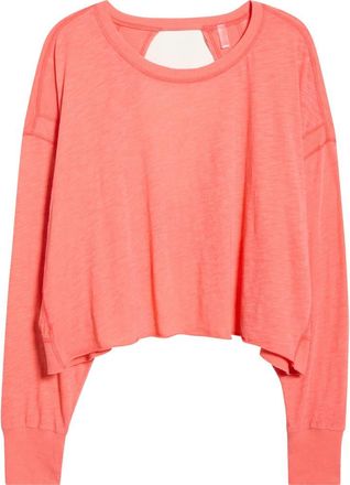 Free People FP Movement My Time Layer Open Back Crop Top in Neon Coral at Nordstrom, Size X-Small