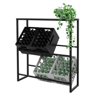ML Design Ml-design Estante Para 6-8 Cajas De Bebidas De Acero Antracita Con Balda Superior 100x32x108,5 Cm Estanter&iacute;a De Pie Hasta 150 Kg Soporte Estable Y Rob