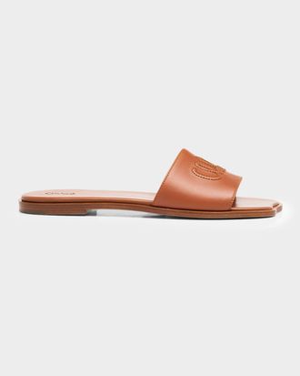 Chloé Soleil Leather Flat Slide Sandals